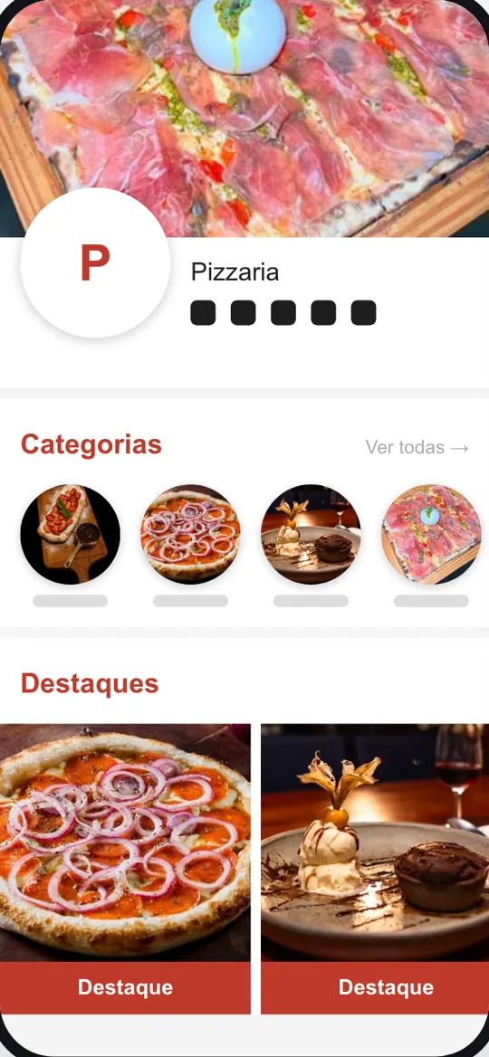 Template menu for a pizzeria